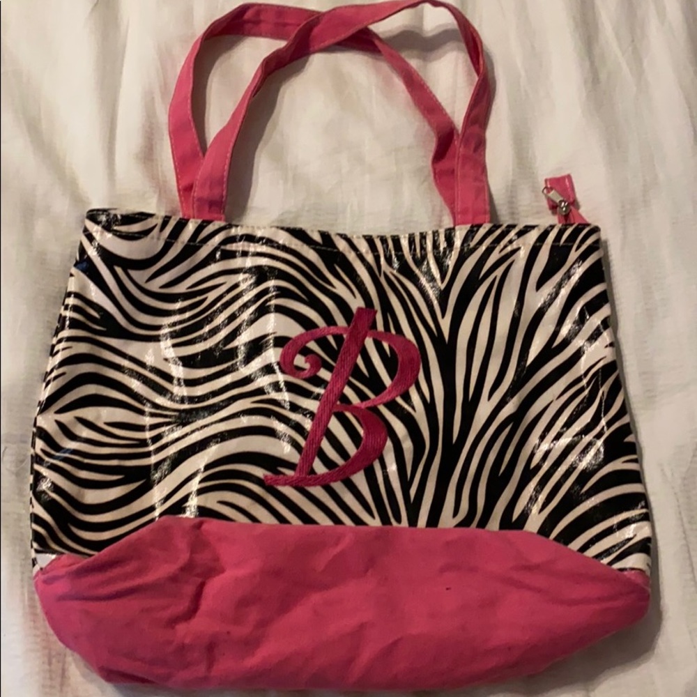 B zebra tote bag